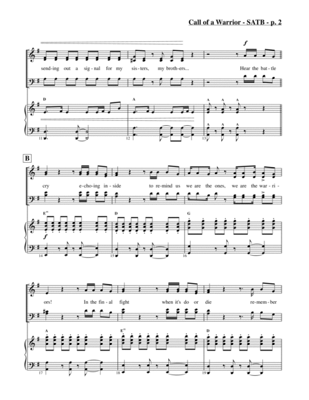 Call of a Warrior (SATB) image number null