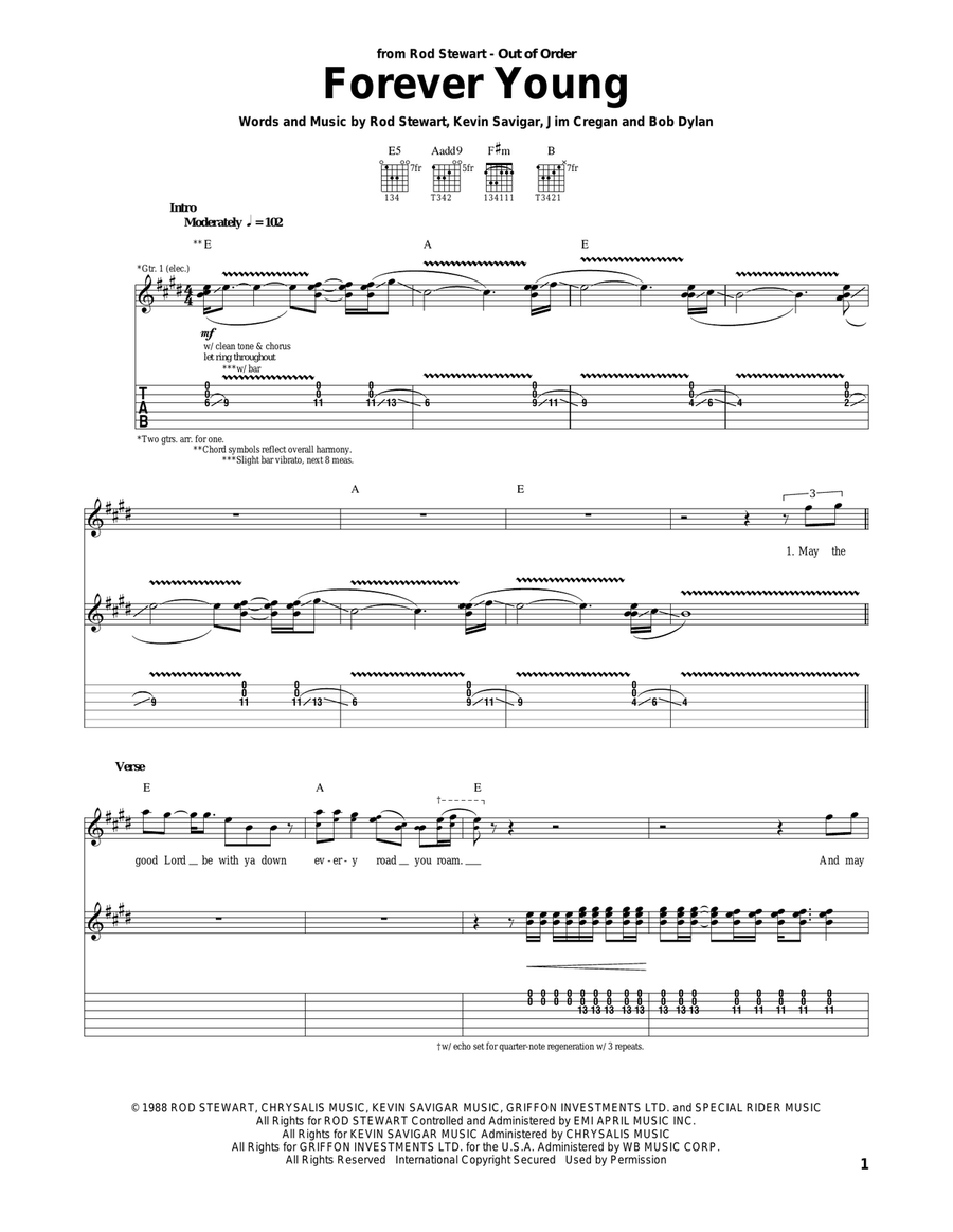 Forever Young Acoustic Guitar scores gallery preview page 1