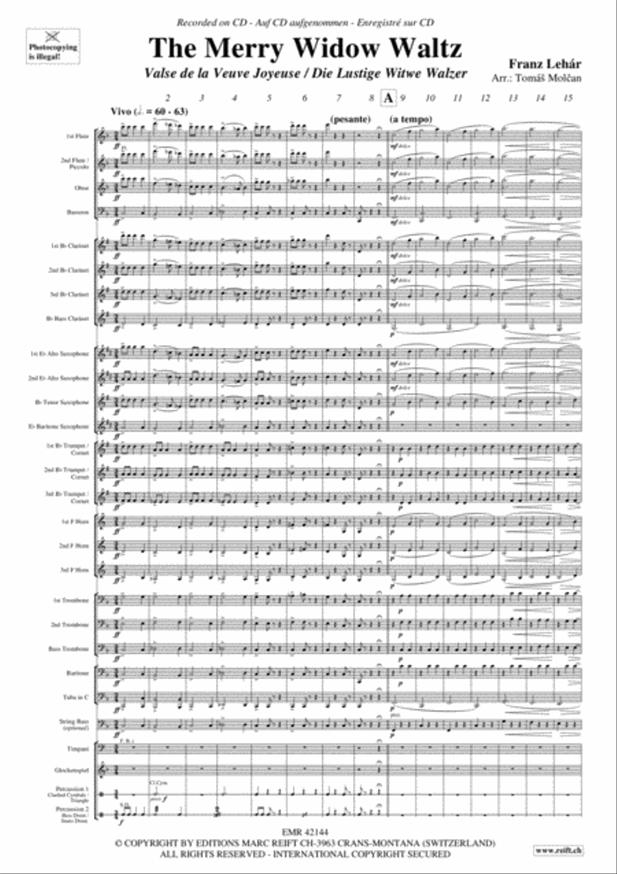 The Merry Widow Waltz Concert Band scores gallery preview page 3