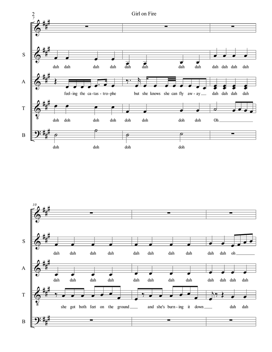 Girl On Fire Girl On Fire 4-Part scores gallery preview page 2