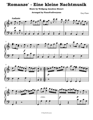 'Romanze' from Eine kleine Nachtmusik - Mozart (Easy Piano)