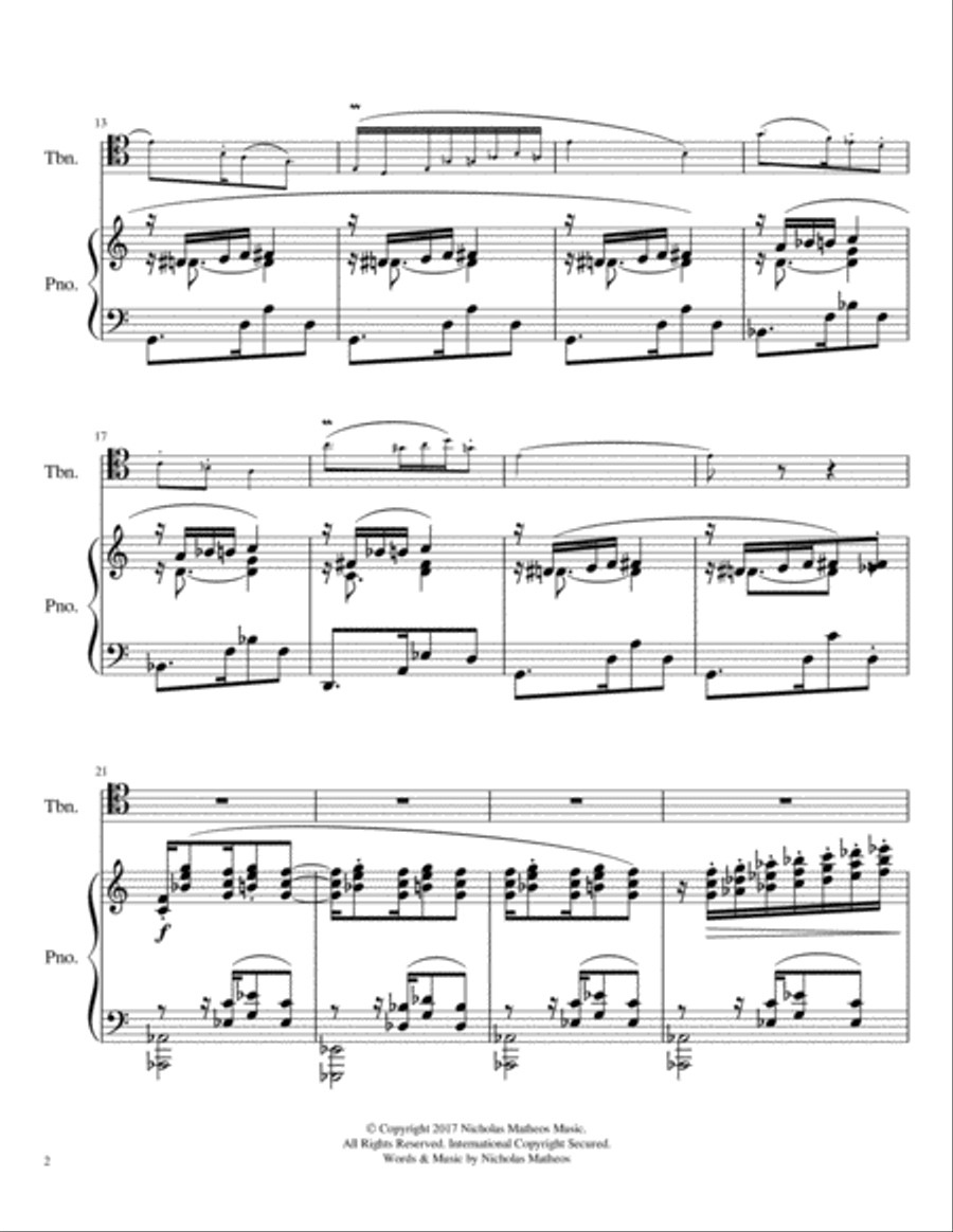 Morning, Noon, and Night in Paris for Trombone and Piano (Tenor Clef) Small Ensemble scores gallery preview page 3