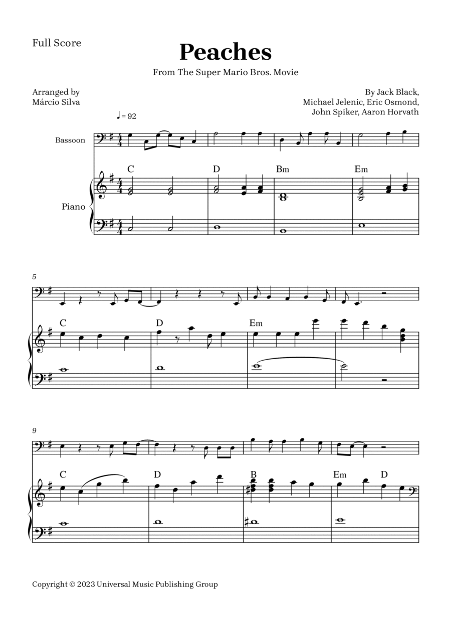 Peaches Bassoon scores gallery preview page 1