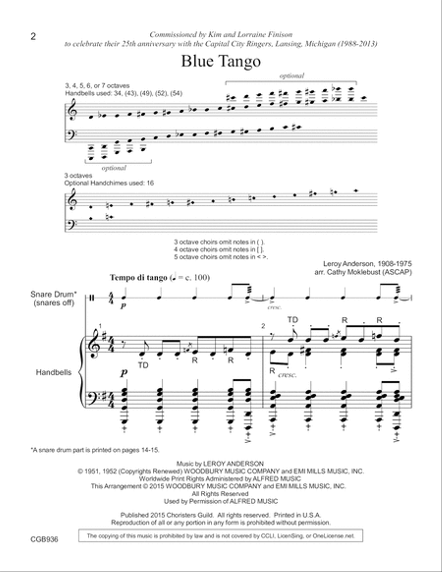 Blue Tango Handbell Choir scores gallery preview page 2