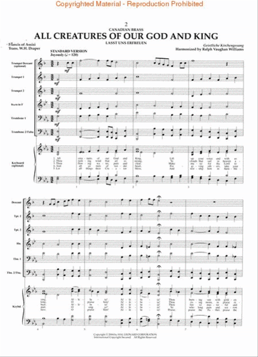 The Canadian Brass – 15 Favorite Hymns – Conductor's Score Brass Quintet scores gallery preview page 2