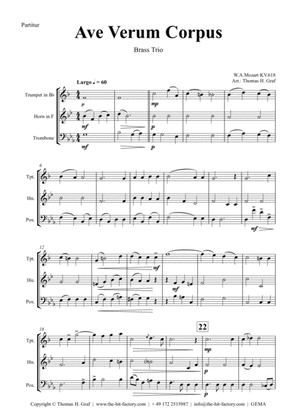 Book cover for Ave Verum Corpus - W.A. Mozart - Brass Trio