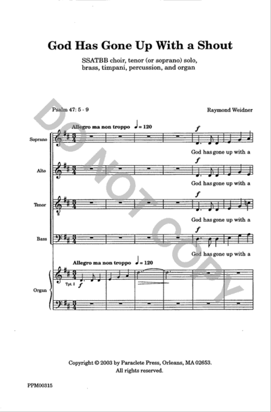 God Has Gone Up With a Shout SSATBB scores gallery preview page 2