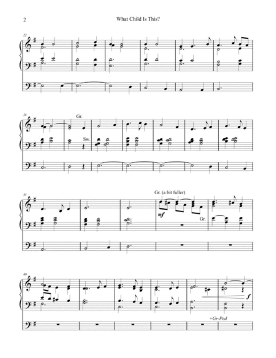 What Child Is This? (Greensleeves) organ work, by Phil Lehenbauer Organ Solo scores gallery preview page 3