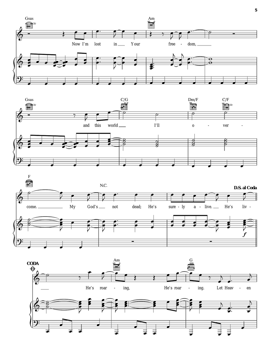 God's Not Dead (Like A Lion) Piano, Vocal, Guitar scores gallery preview page 5