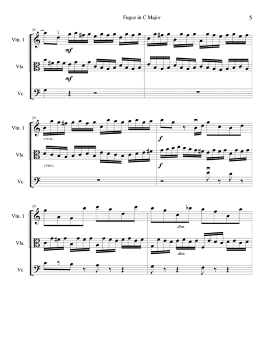 Fugue in C Major String Trio scores gallery preview page 5