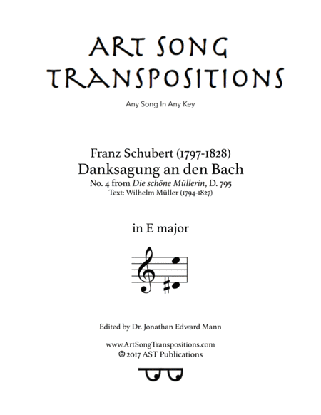 SCHUBERT: Danksagung an den Bach, D. 795 no. 4 (transposed to E major)
