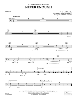 Never Enough (from The Greatest Showman) (arr. Johnnie Vinson) - Timpani