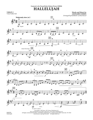 Book cover for Hallelujah - Violin 3 (Viola Treble Clef)