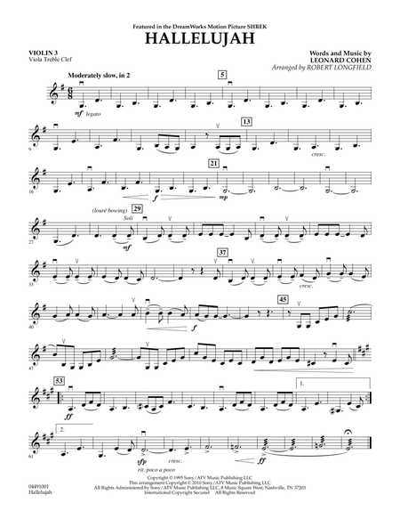 Hallelujah - Violin 3 (Viola Treble Clef)