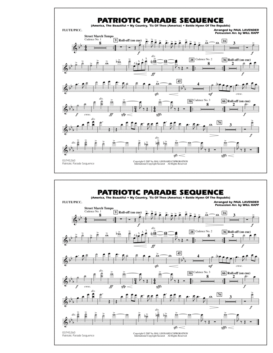 Patriotic Parade Sequence - Flute/Piccolo