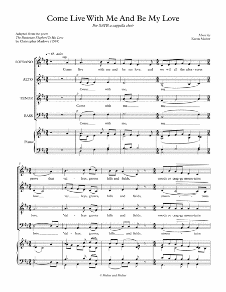 Come Live With Me And Be My Love SATB acapella choir image number null