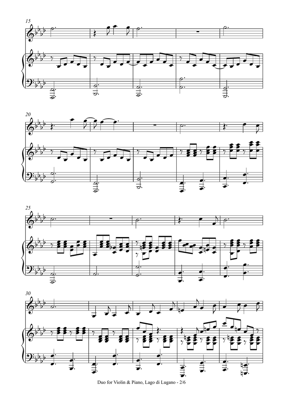 Duo for Violin & Piano, Lago di Lugano Violin scores gallery preview page 2