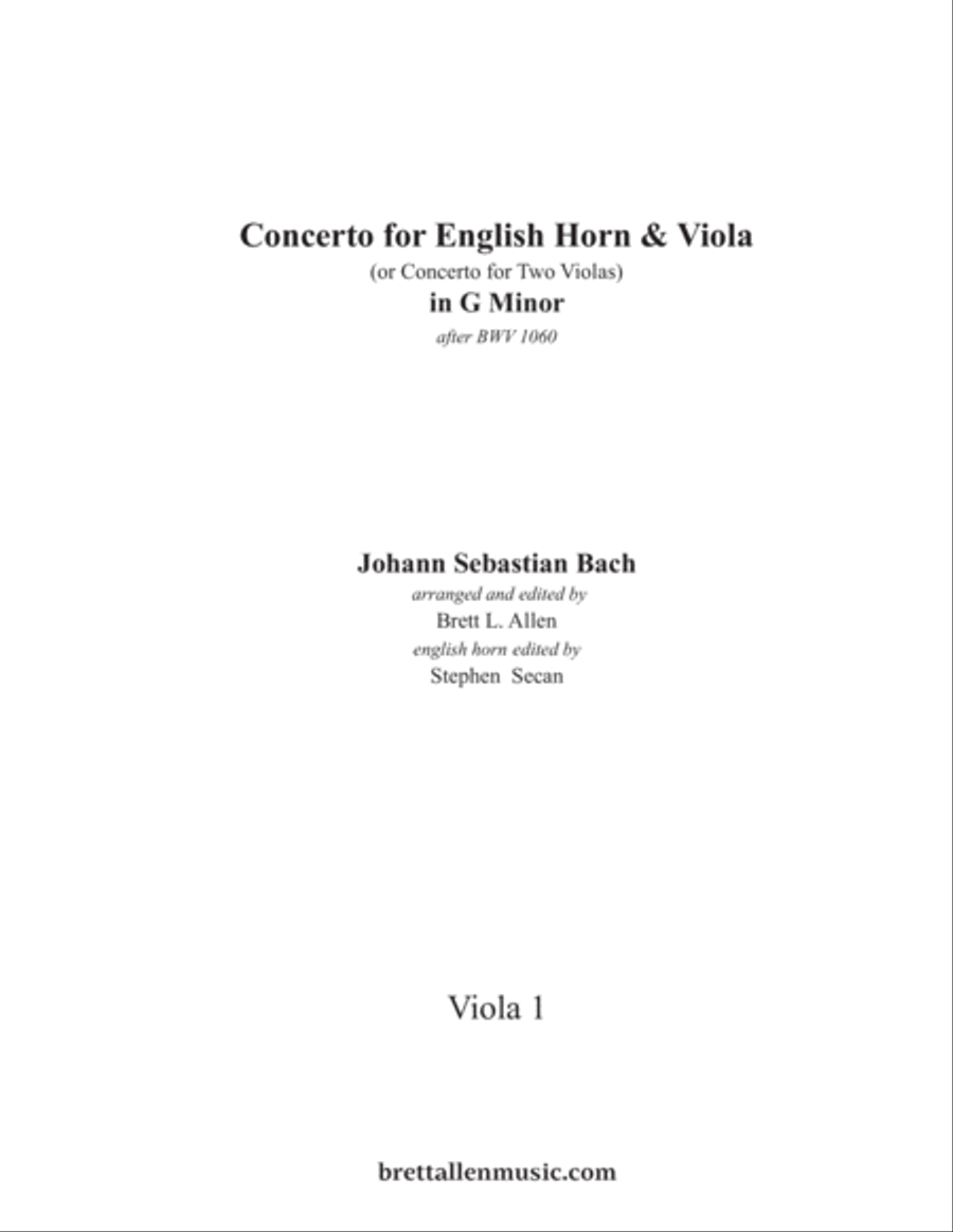 Concerto for English Horn and Viola in G Minor ENSEMBLE PARTS Chamber Orchestra scores gallery preview page 1