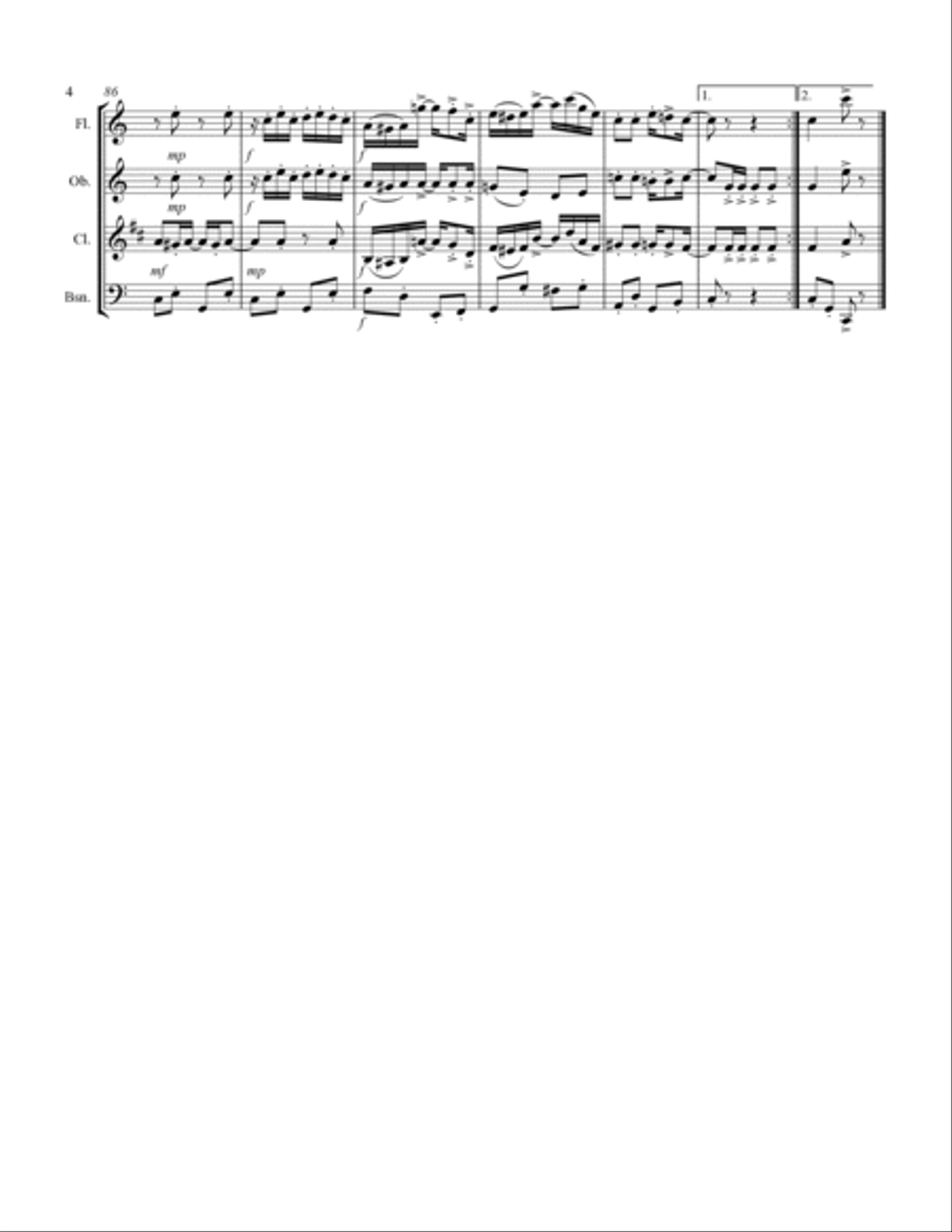 Joplin - “The Entertainer” (for Woodwind Quartet) Woodwind Quartet scores gallery preview page 5