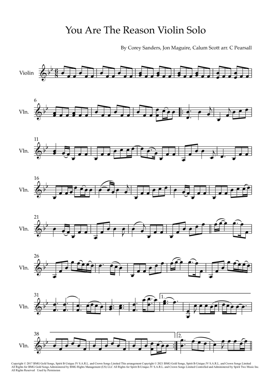 You Are The Reason Violin Solo scores gallery preview page 1