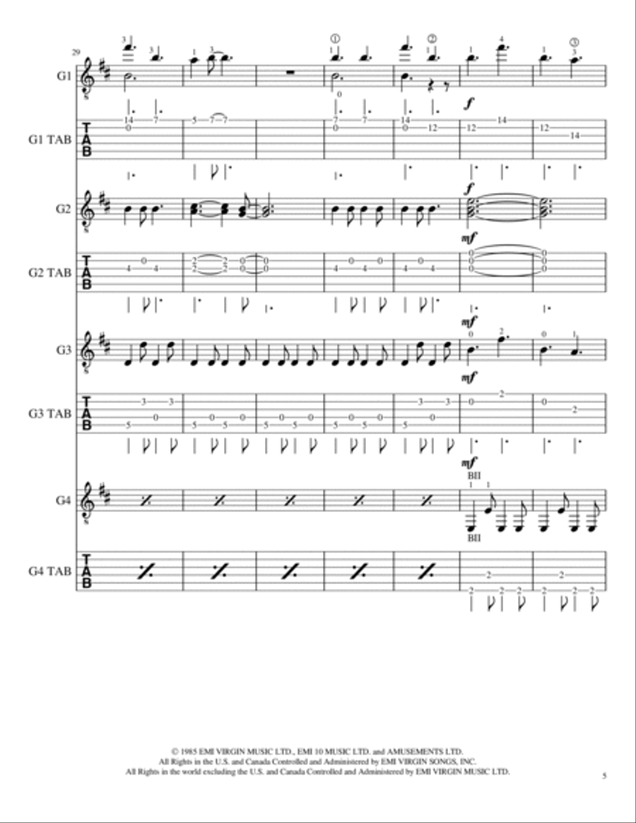 Everybody Wants To Rule The World Guitar Ensemble scores gallery preview page 6