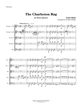 Book cover for The Charleston Rag for Brass Quintet
