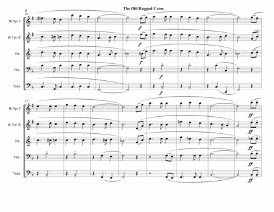 The Old Rugged Cross - Brass Quintet - Advanced Intermediate Brass Quintet scores gallery preview page 4