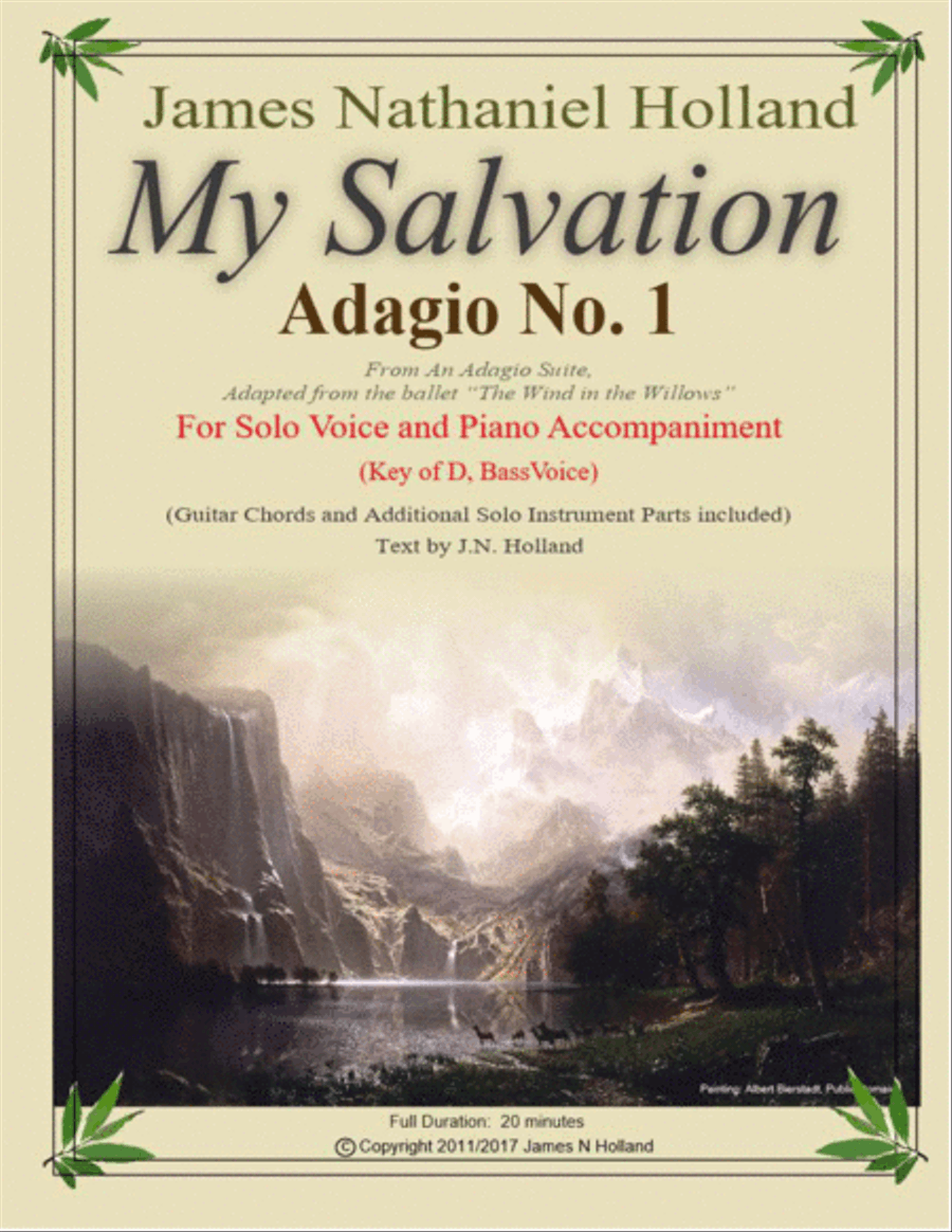 Adagio No 1, My Salvation from An Adagio Suite for Solo Low (Bass clef) Voice and Piano Guitar scores gallery preview page 1