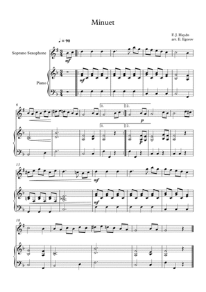 Minuet (In F Major), Franz Joseph Haydn, For Soprano Saxophone & Piano