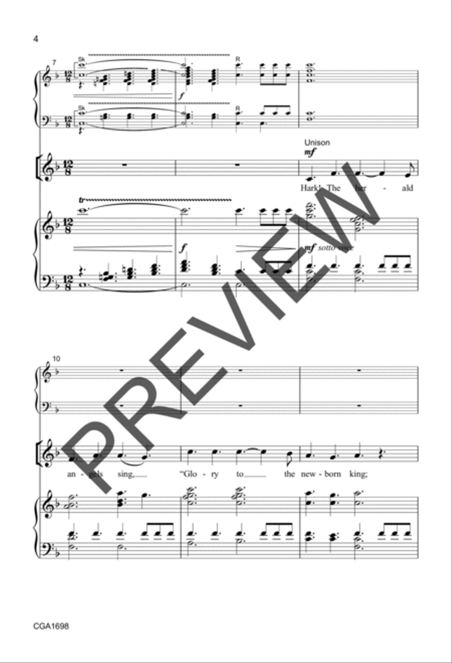 Hark! The Herald Angels Sing (Unison/Two-part) Unison Choir scores gallery preview page 3