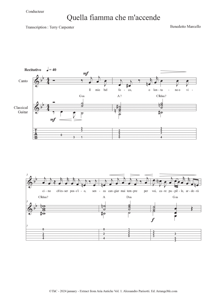 Quella fiamma che m'accende ( Extract from Aria Antiche Vol.1 ) Acoustic Guitar scores gallery preview page 1