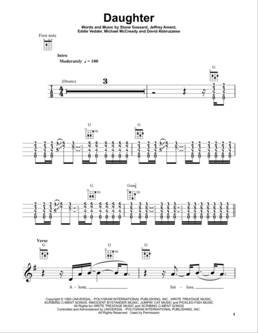 Daughter Ukulele scores gallery preview page 1