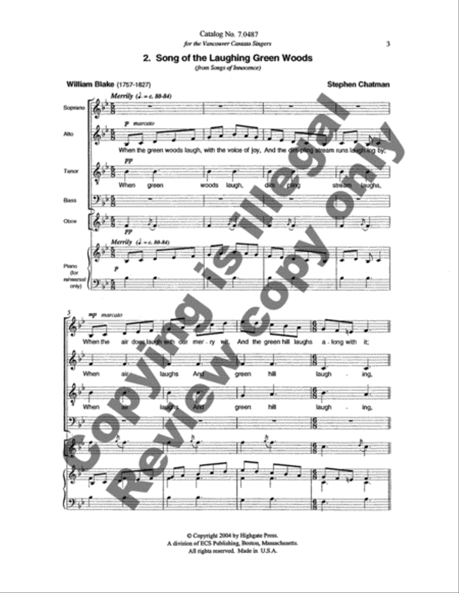 There is Sweet Music Here: 2. Song of the Laughing Green Woods 4-Part scores gallery preview page 8