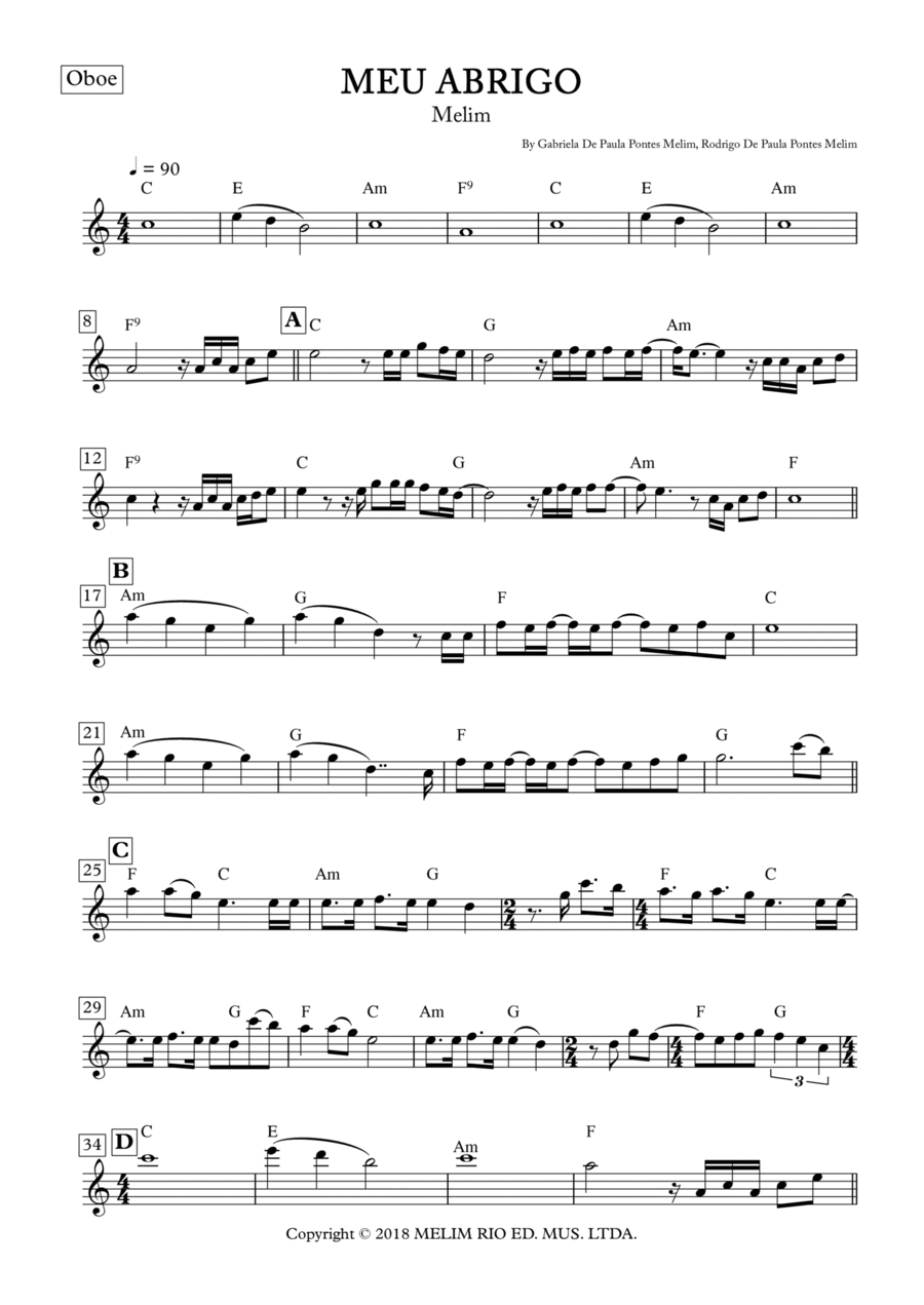 Meu Abrigo Oboe Solo scores gallery preview page 1