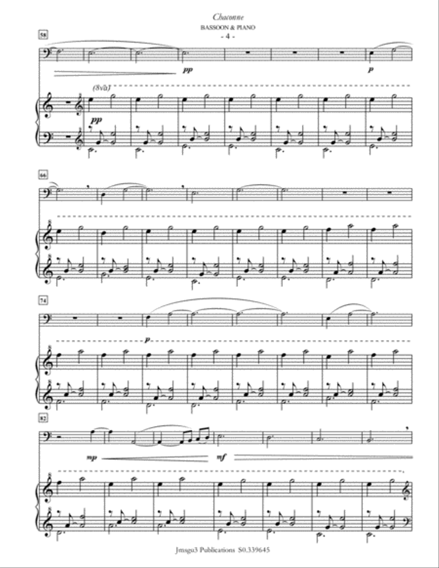 Guthrie: Chaconne for Bassoon & Piano Bassoon Solo scores gallery preview page 4