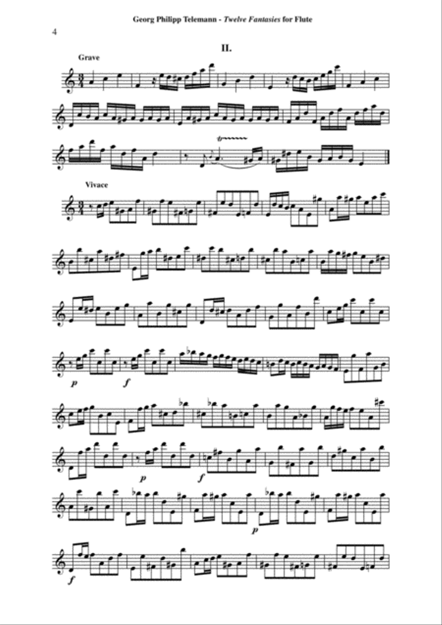 Georg Philipp Telemann: 12 Fantasias for Flute without Bass, TWV 40:2-13, edited by Paul Wehage Flute Solo scores gallery preview page 4