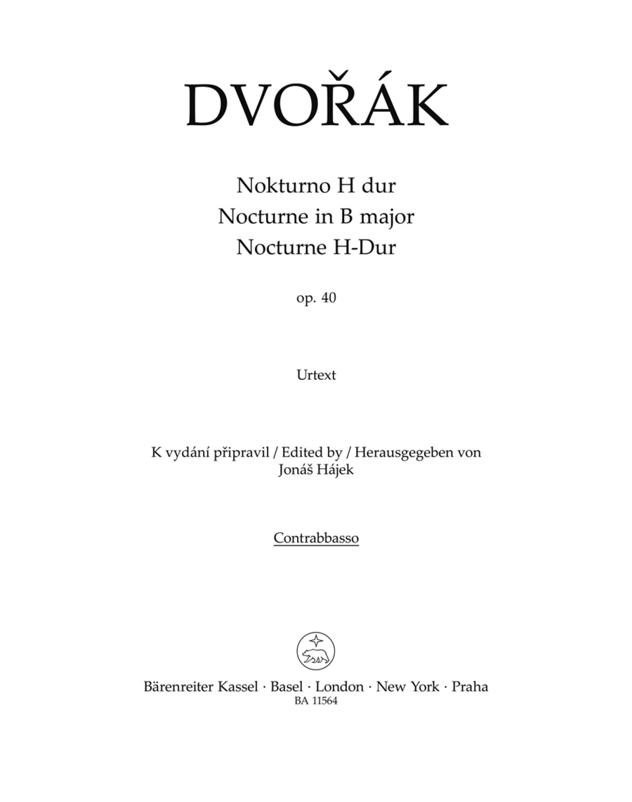 Book cover for Nocturne for String Orchestra in B major, op. 40