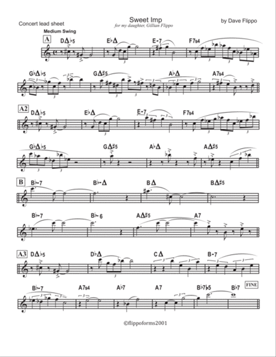 SWEET IMP - Lead Sheets in C, Bb and Eb Jazz Ensemble scores gallery preview page 2