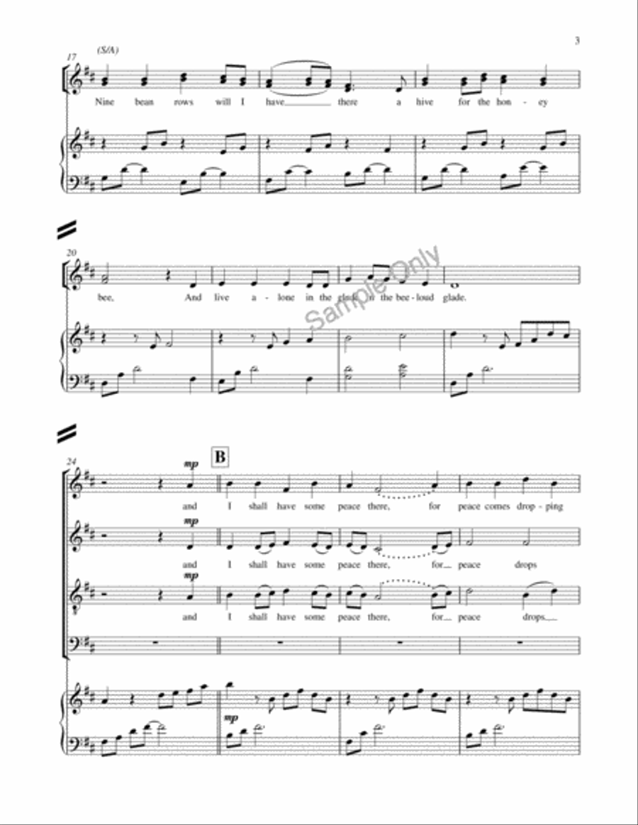 Lake Isle Of Innisfree 4-Part scores gallery preview page 3