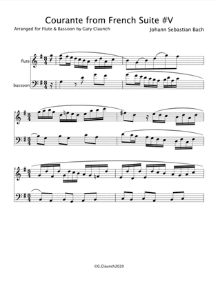 Courante from the French Suite #V by JS Bach arranged for Flute and Bassoon