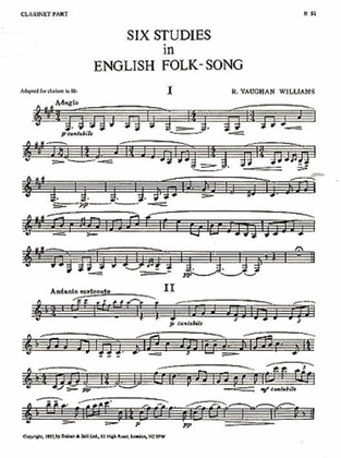 Book cover for Six Studies in English Folk Song for Clarinet