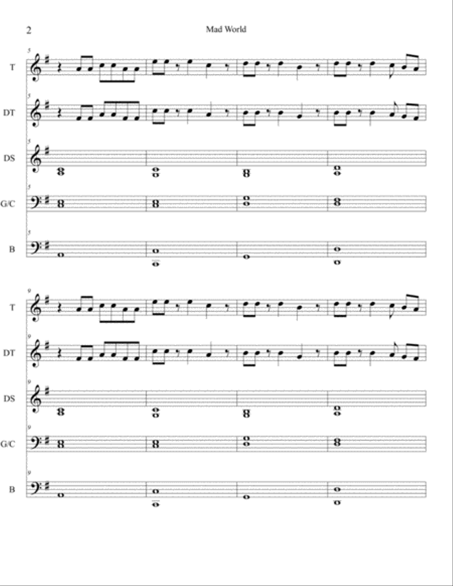 Mad World Mad World Percussion Ensemble scores gallery preview page 2
