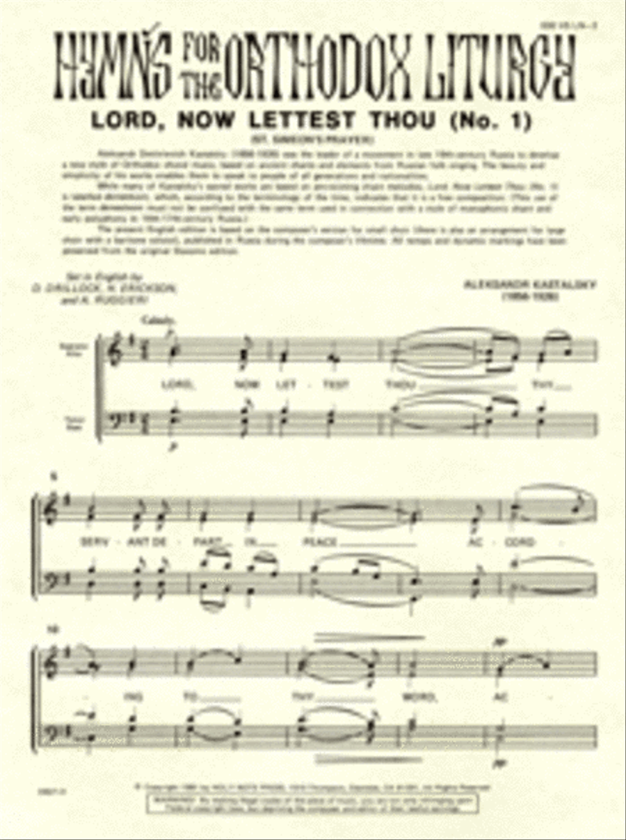 Lord, Now Lettest Thou (Nunc dimittis) No. 1 4-Part scores gallery preview page 1