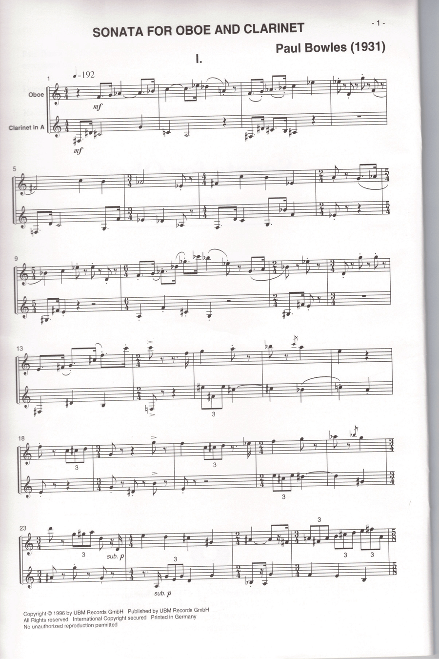 Sonata for Oboe and Clarinet Woodwind Duet scores gallery preview page 2