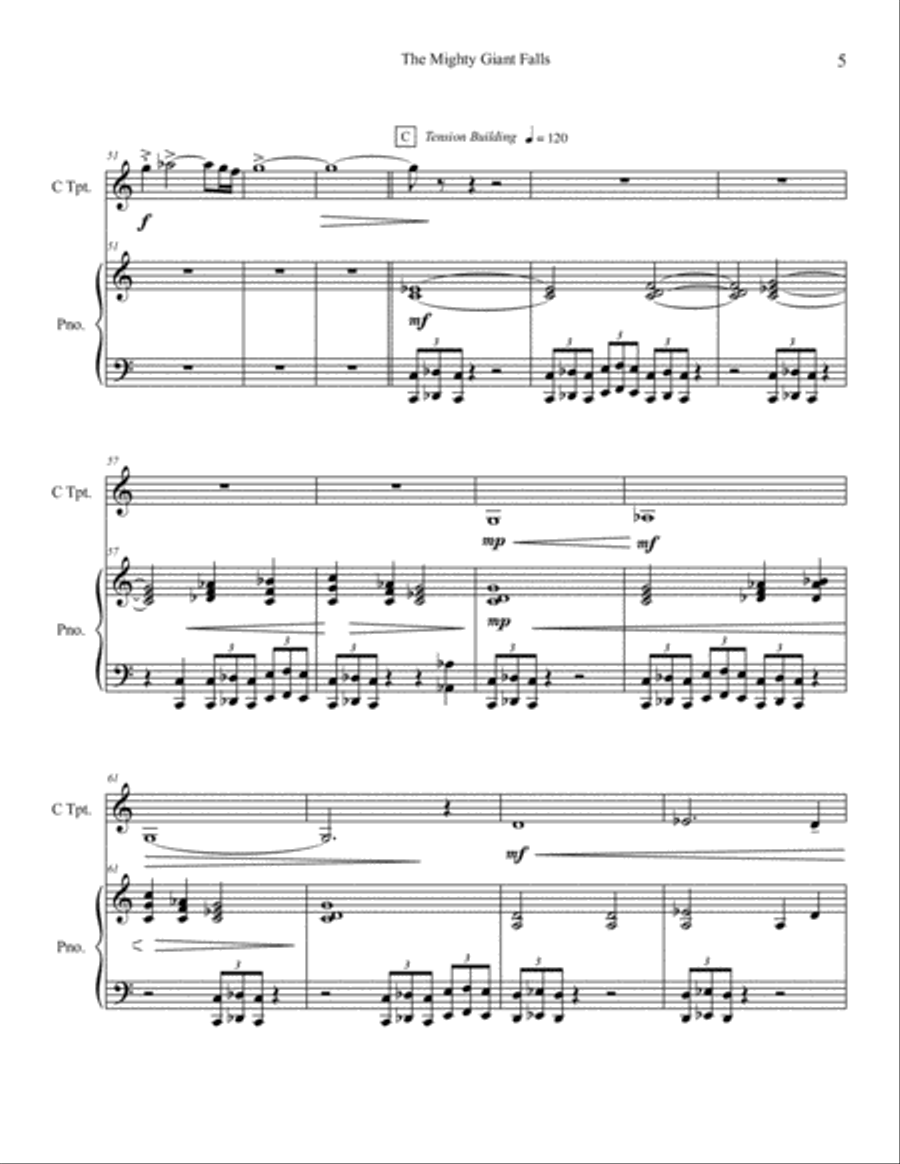 The Mighty Giant Falls Trumpet Solo scores gallery preview page 5