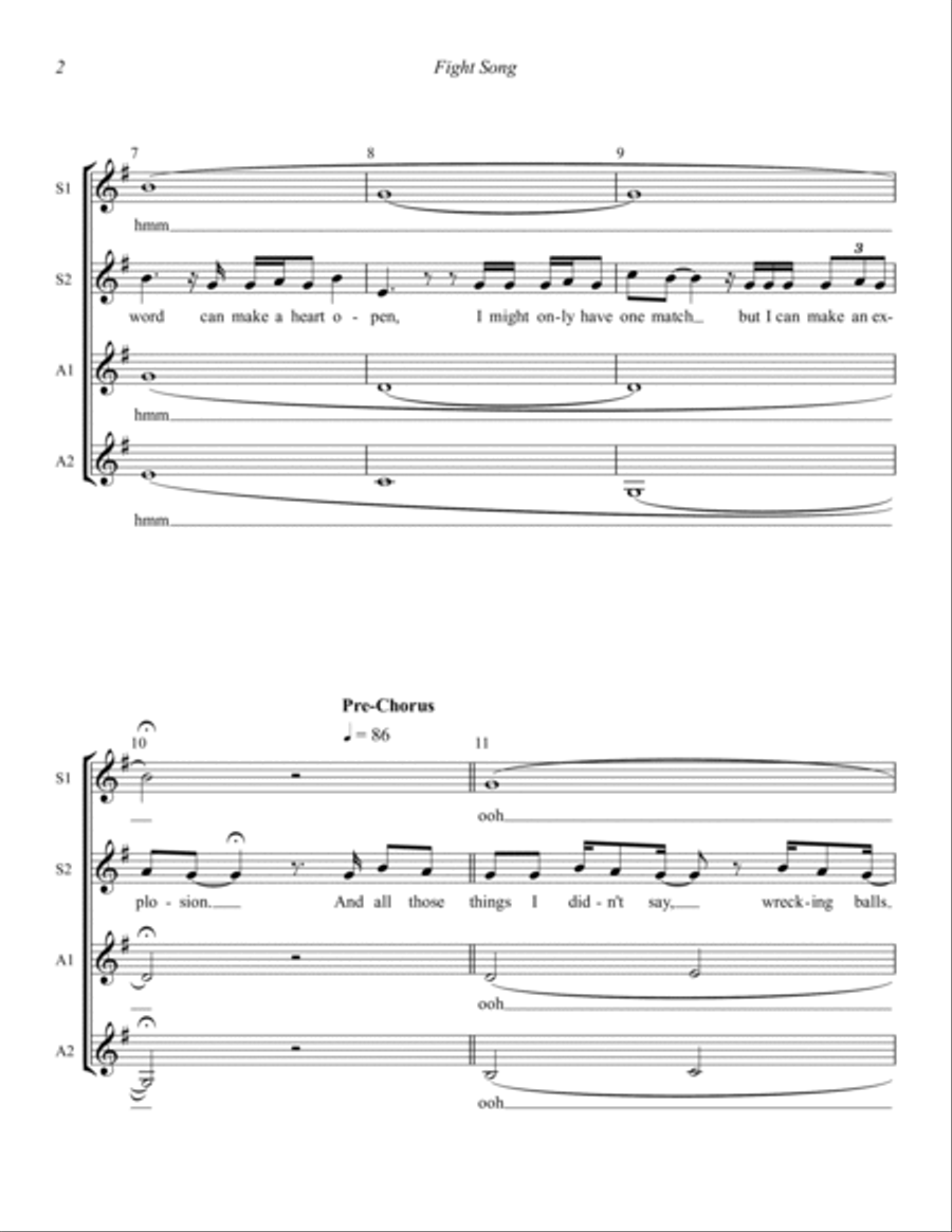 Fight Song (arr. Wayne Grimmer) SSAA scores gallery preview page 2