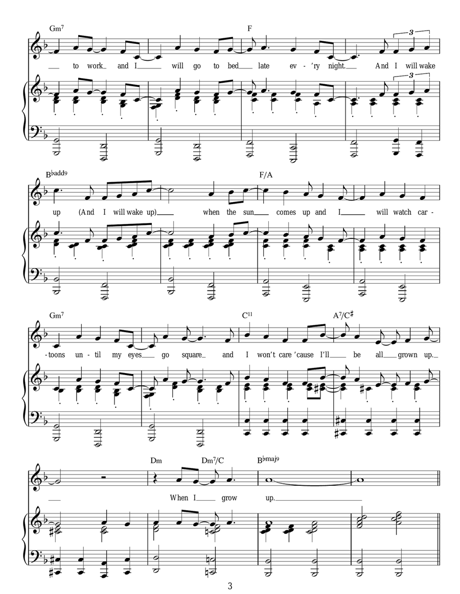 When I Grow Up (Reprise) (from Matilda The Musical) Piano, Vocal scores gallery preview page 3