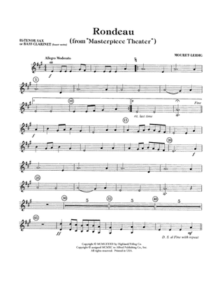 Rondeau (Theme from Masterpiece Theatre): B-flat Tenor Saxophone