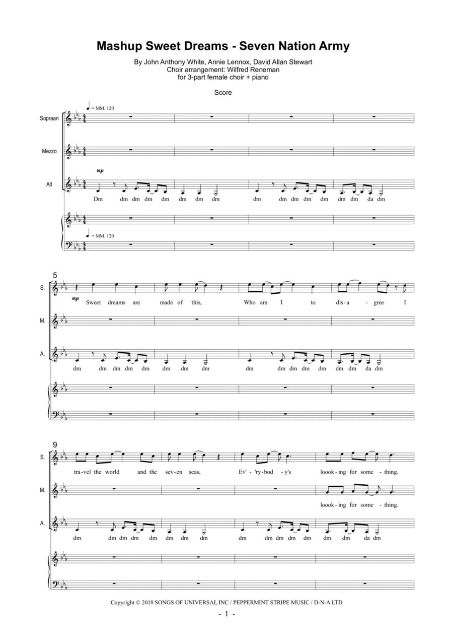 Seven Nation Army / Sweet Dreams Mash Up SSA scores gallery preview page 1