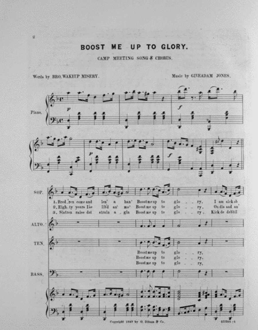 Boost Me Up To Glory. Camp Meeting Song and Chorus